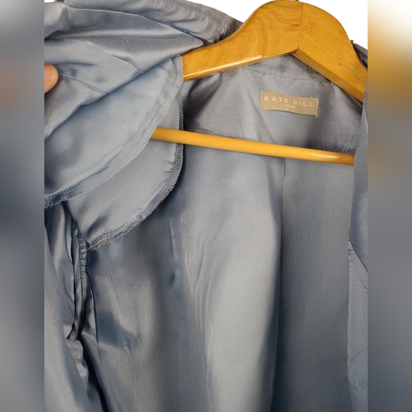 Vntg Kate Hall Silk Wrap Blouse. Blue. 10P - Picture 10 of 13